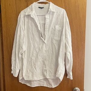 George White Eyelet Button Down Shirt
